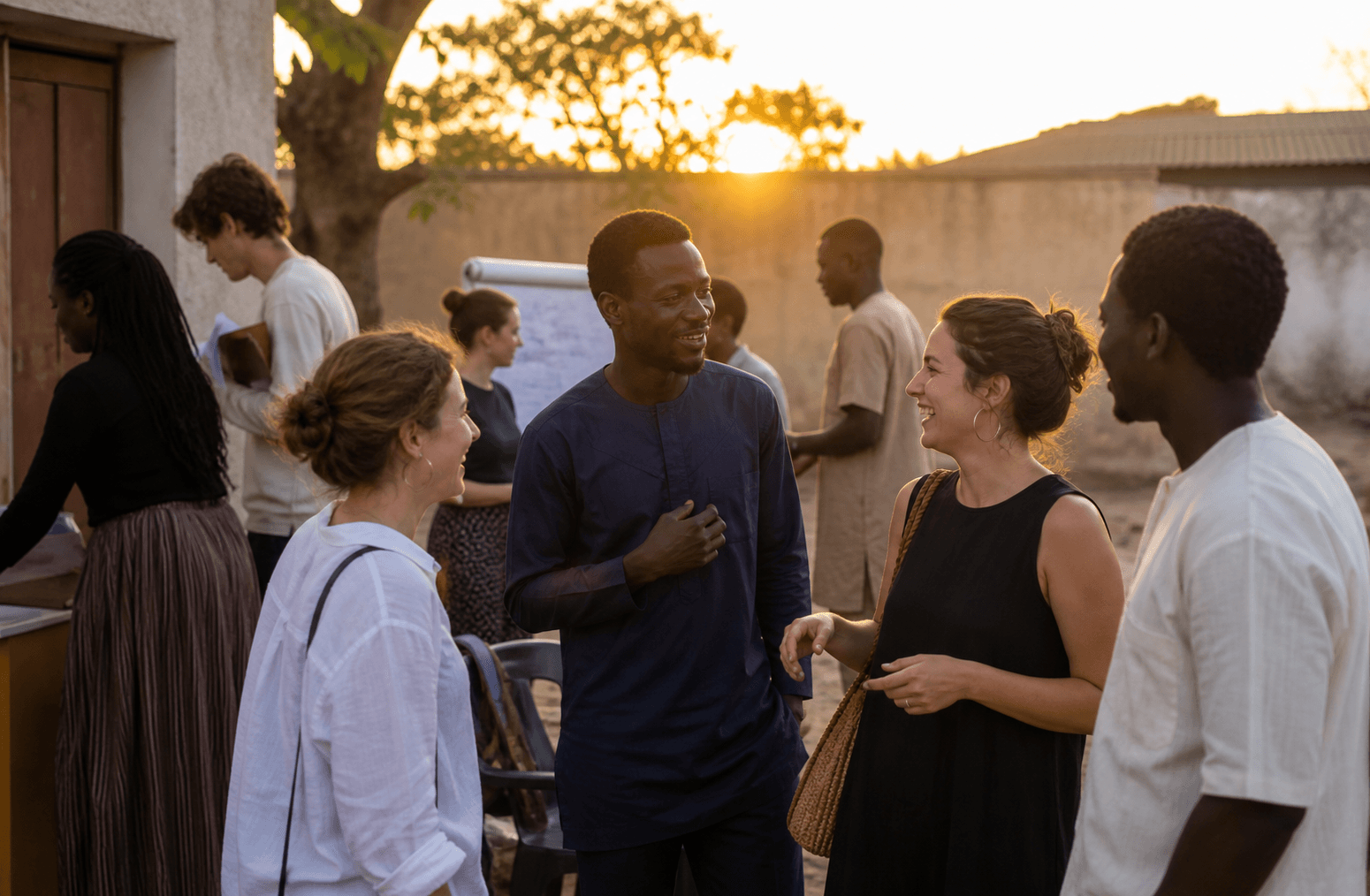 Concept image of participants talking together after a community workshop